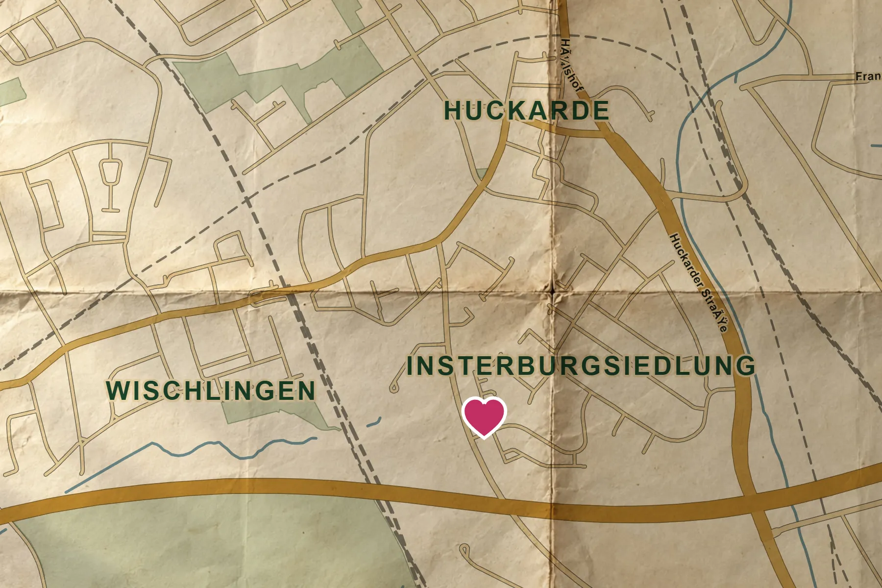 Stadtplan von Dortmund-Huckarde mit Herz am Heilsberger Weg